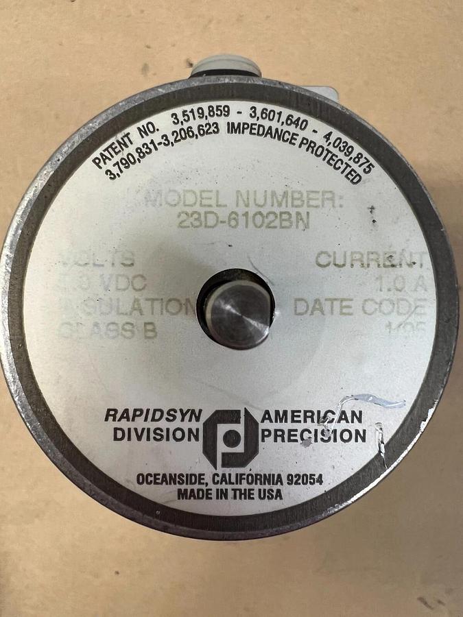 Used Rapidsyn 23D-6102BN 5.0 VDC Stepper Motor with Linear Stages