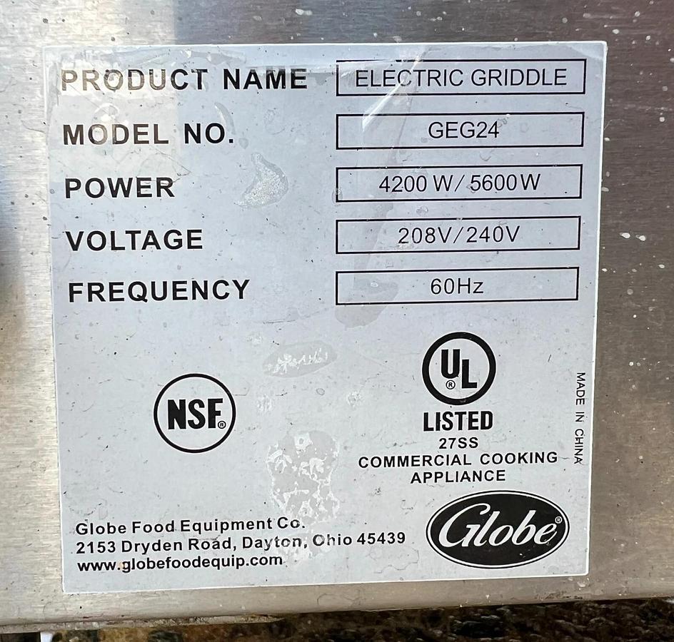 Used Globe - GEG24 - 24” Electric Griddle