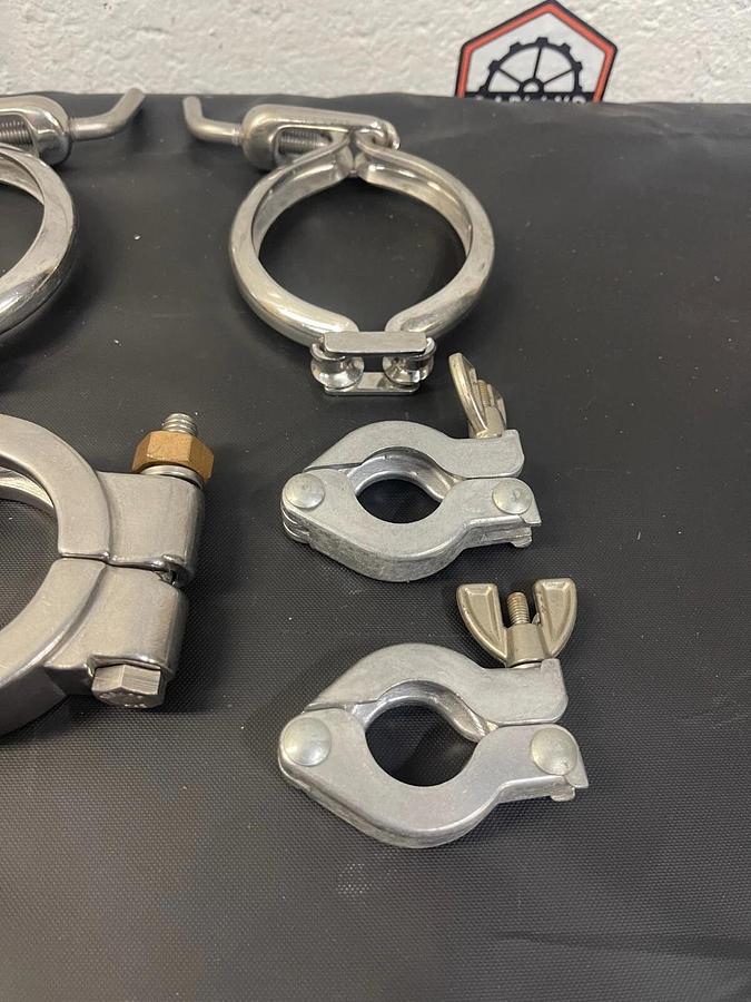 Used 11 Tri-Clamp Covers, Single Pin (1 Double Pin), Stainless Steel 304