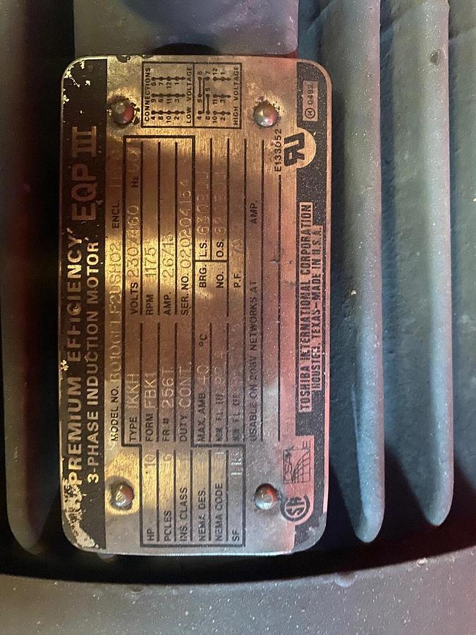 Used Falk 6C3-02A1 Gear Drive w/ Toshiba Motor 10HP, 1175 RPM. Service Factor 1.97