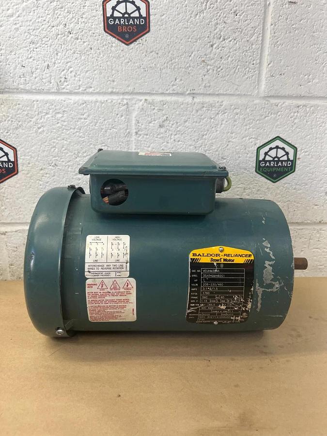 Used Baldor Reliance VEUHM3546 SuperE Motor 1Hp 1760RPM 3Ph 60Hz 56C Fr, 208-230/460V