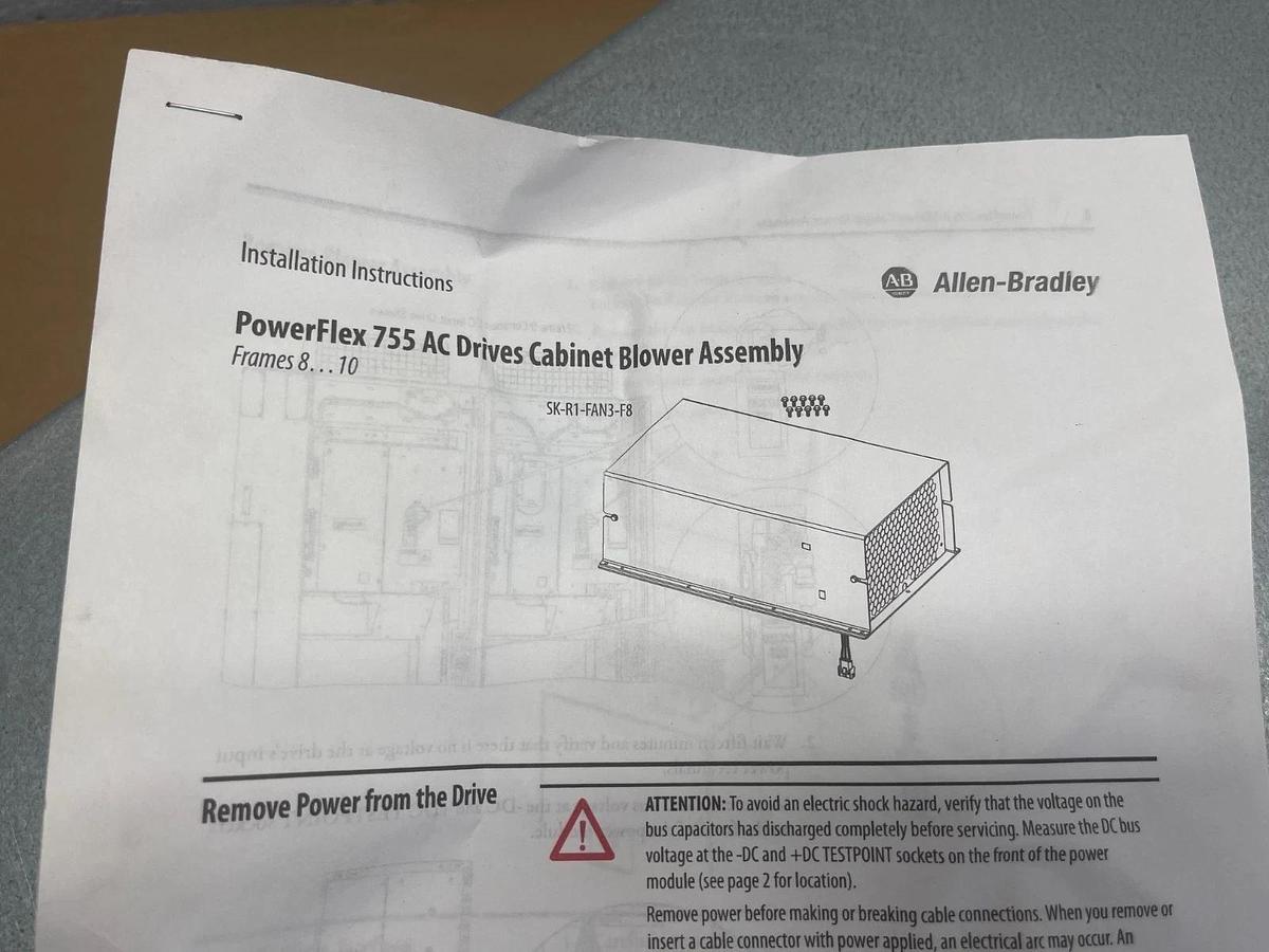 Used Allen Bradley SK-R1-FAN3-F8 PowerFlex 755 AC Drives Cabinet Blower *NEW*
