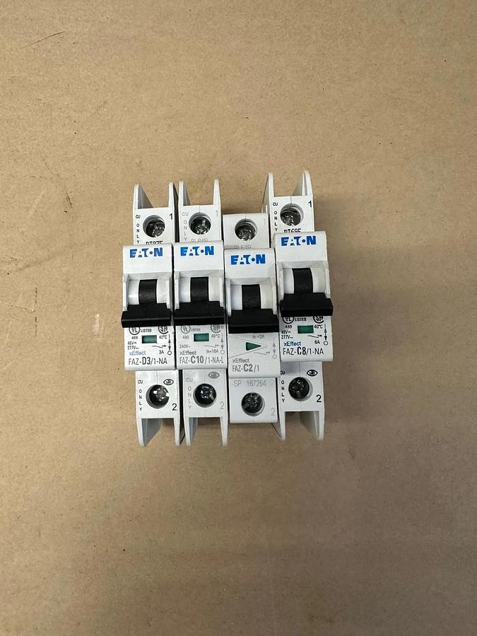 Eaton FAZ-D3, FAZ-C10, FAZ-C2, FAZ-C8 Allotment of 4 Breakers