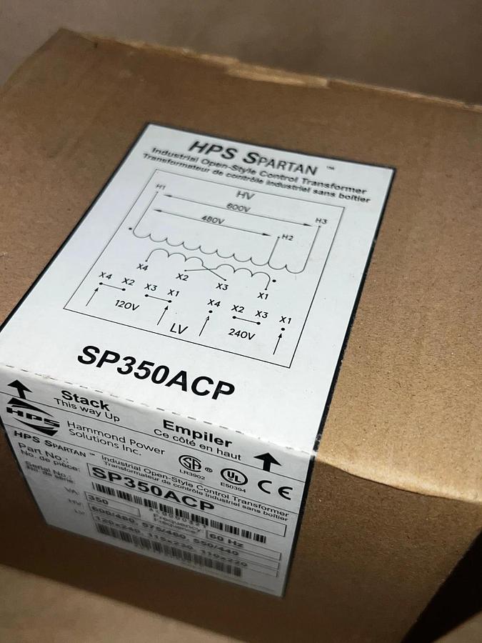 Hammond HPS SP350ACP Control Transformer .35kVA PV 600/480 SV 120x240 1 Ph*NEW*