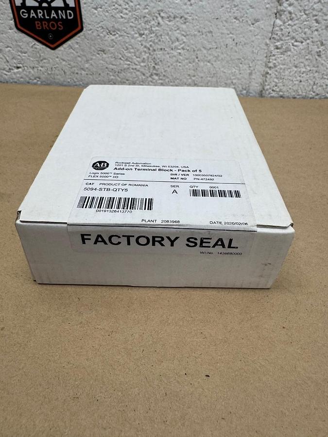 Used Allen Bradley 5094-STB-QTY5 Ser A Add On Terminal Block, 5-Pack *FACTORY SEALED*