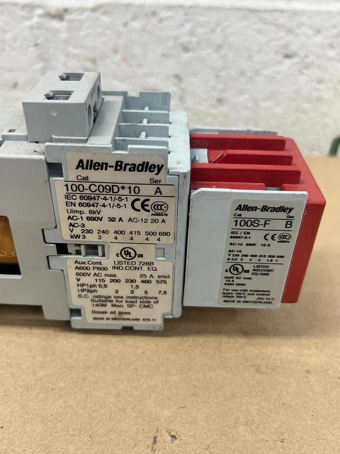 Used Allen Bradley 100-C09D*10 w/100S-F Contactor w/ Control Relay