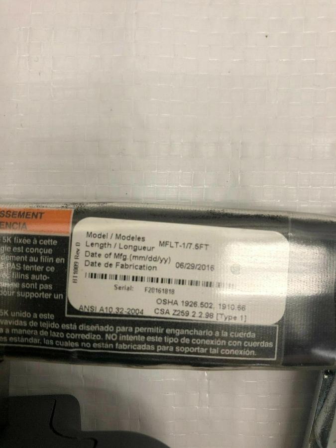 Honeywell Miller 19D179 Personal Fall Limiter, 7’6” Length, Max Capacity 400 lbs