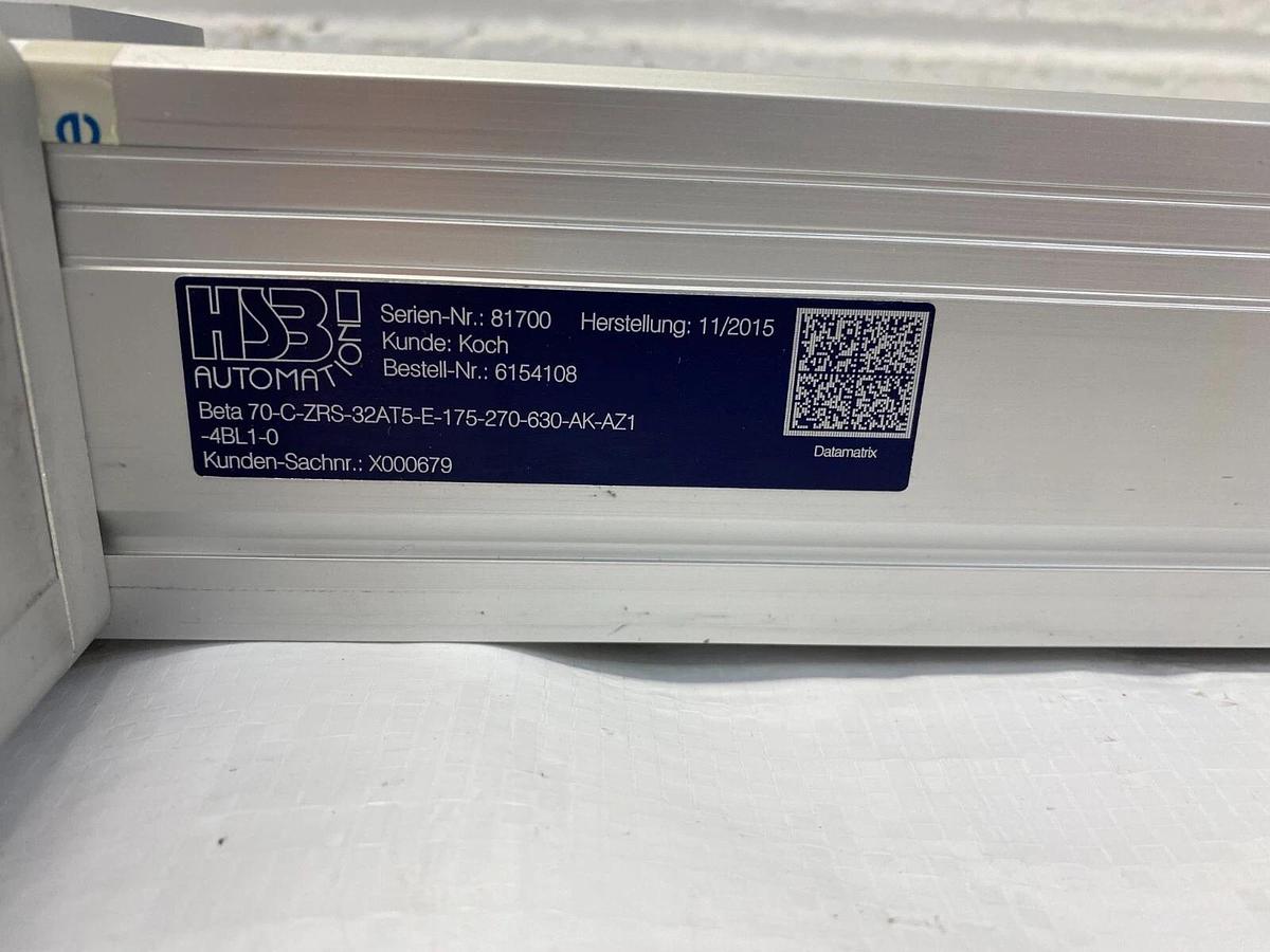 Used HSB Automation 70-C-ZRS-32AT5-E-175-270-630-AK-A21 Linear Unit