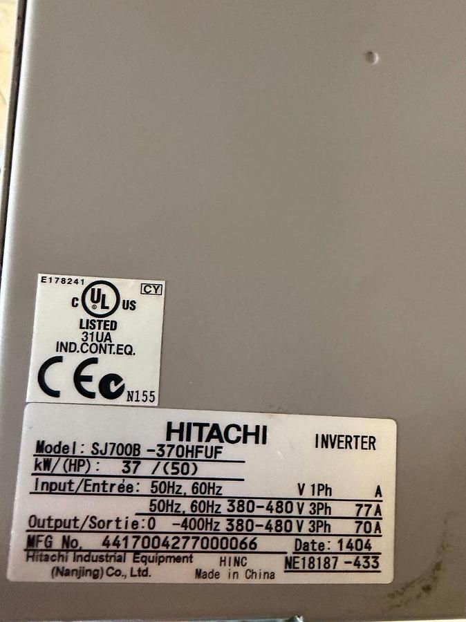 Used Hitachi SJ700B-370HFUF Inverter - PARTS ONLY