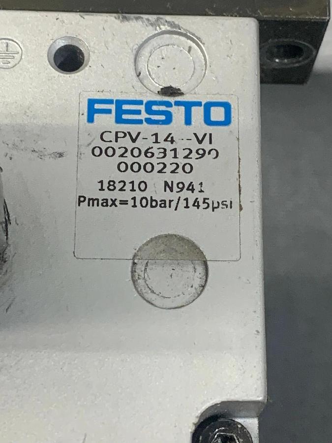 Used Festo CPV-14-VI Valve Bank Manifold Block Pmax=10Bar / 145 psi with Festo U1/2B