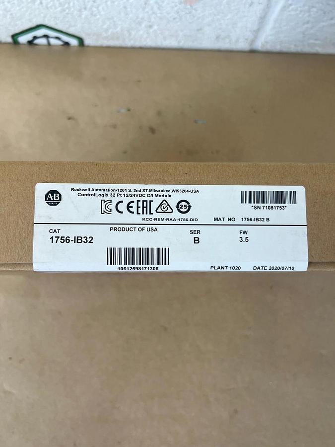 Used Allen Bradley 1756-IB32 ControlLogix 32 Pt 12/24 VDC
