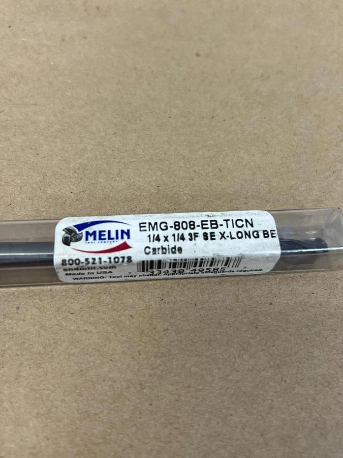 Used Melin EMG-808-EB-TICN 1/4x1/4 3F SE X-long BE Carbide