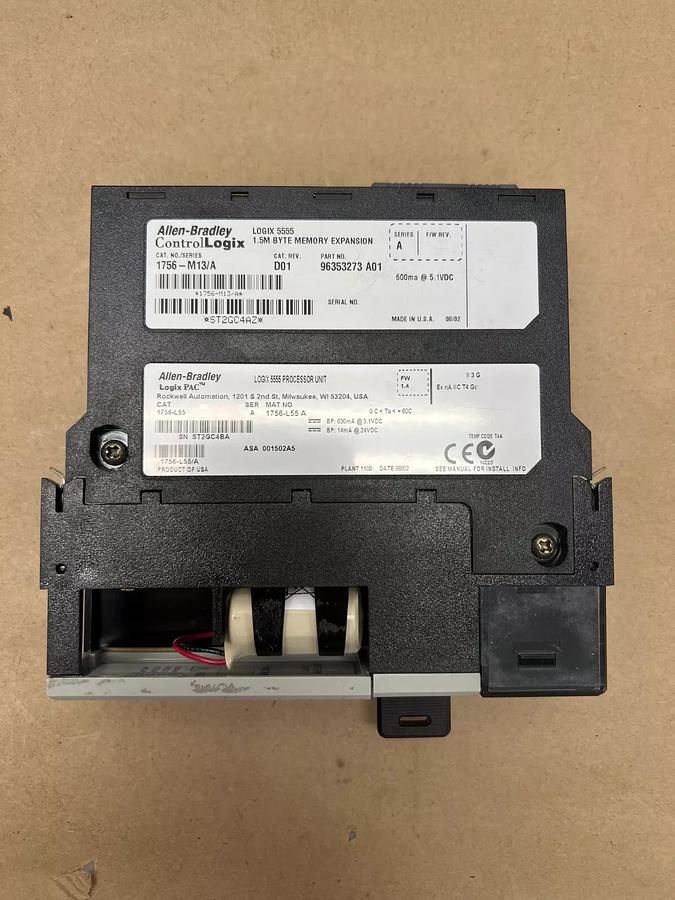 Used Allen Bradley 1756-M13/A, 1756-L55/A Logix 5555 1.5M Processor Unit (Lot of 2)