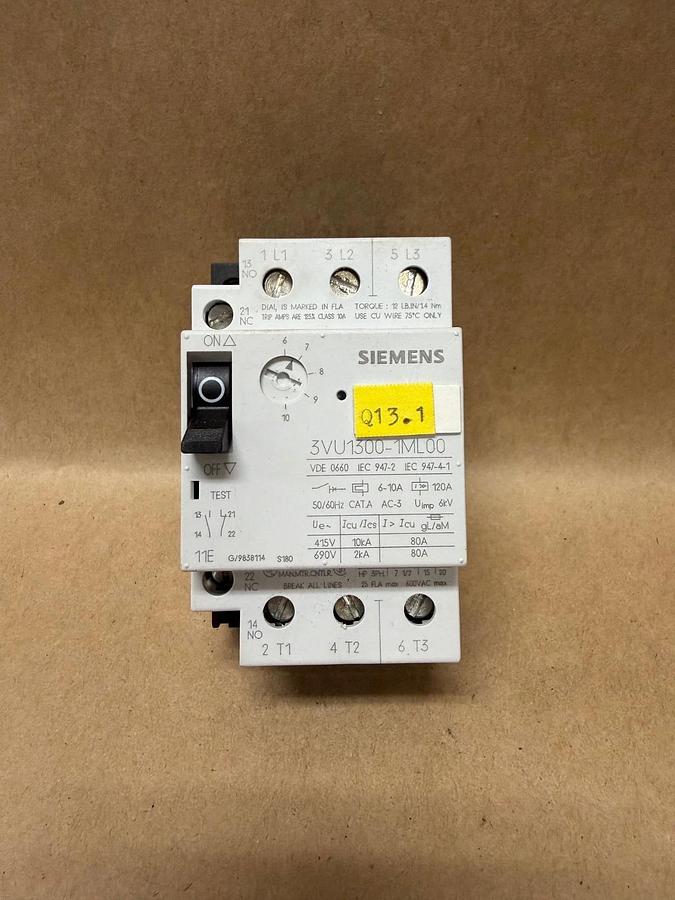 Used Siemens 3VU1300-1ML00 Circuit Breaker