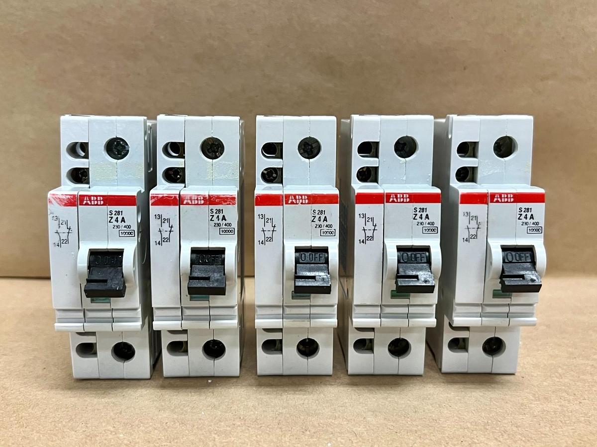 Used ABB S281-Z4A 4A, 1P Circuit Breakers - Lot of 5