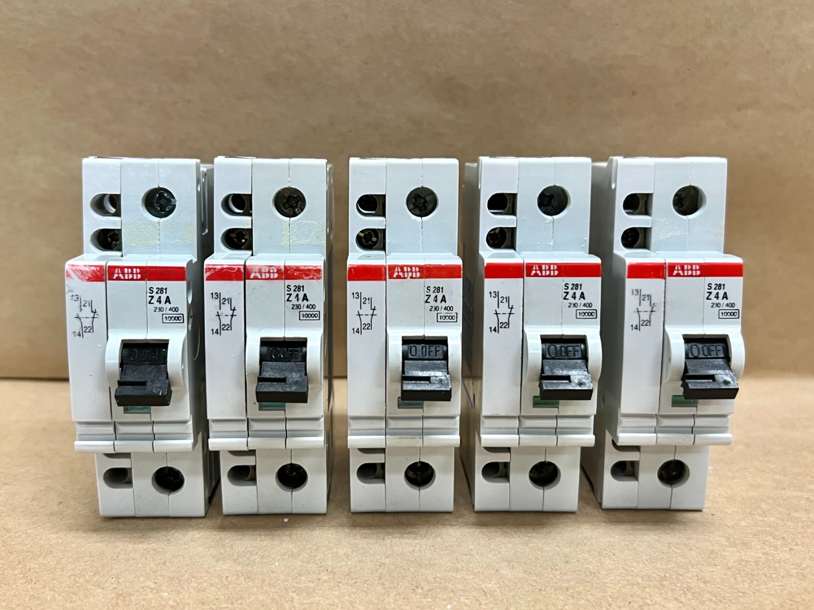 Used ABB S281-Z4A 4A, 1P Circuit Breakers - Lot of 5