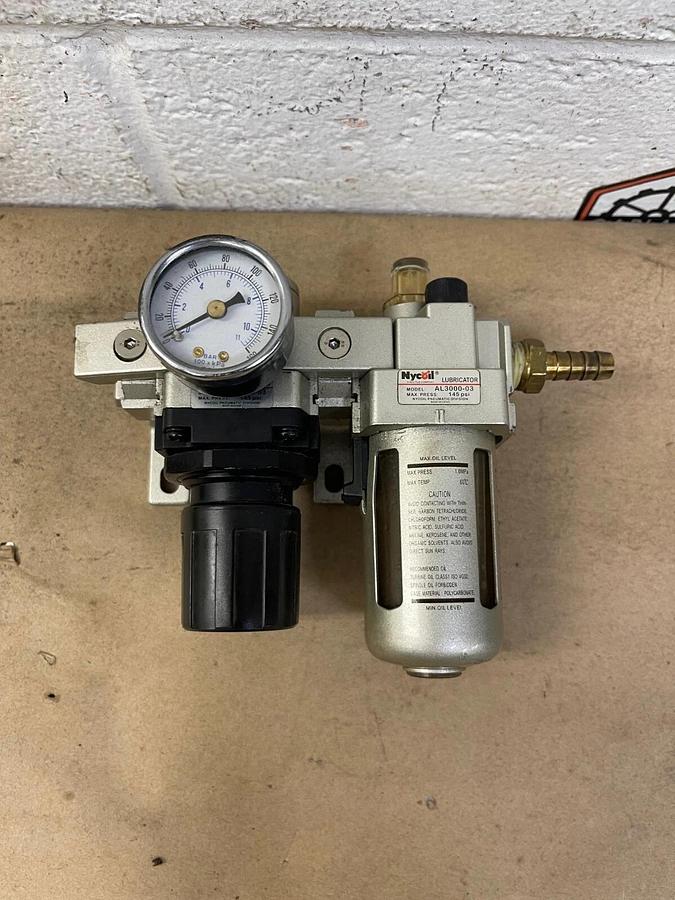 Used Nycoil AR3000-03 and AL3000-03 Pneumatic Regulator Filter Check Valve Assembly