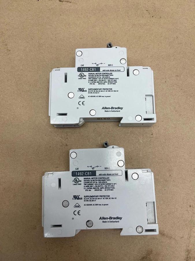 Used Allen-Bradley 1492-CB1 G050 Manual Motor Controller Ser C 5A 1/2Hp 277VAC (2)