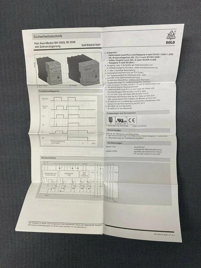 Used E. Dold & Sohne/ SafeMaster BH5928.92 AC/DC24V