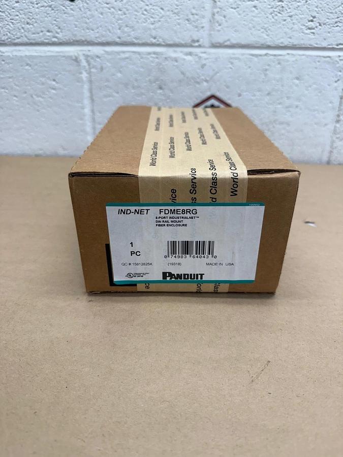 Used Panduit FDME8RG 8 Port Industrialnet DIN Rail MountFiber Enclosure *FACTORY SEAL