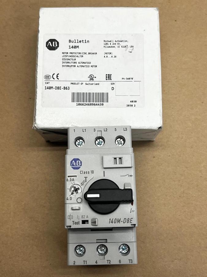 Used Allen Bradley 140M-D8E-B63 Bulletin Motor Protector/Circuit Breaker