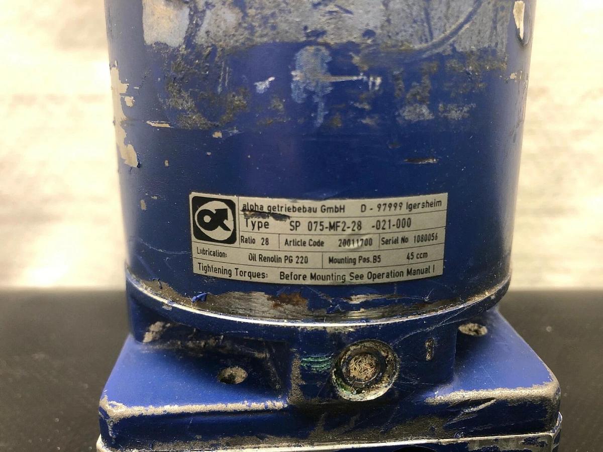 Used Aloha 5P-075-MF2-28-021-000 Gearbox Head Motor Reducer