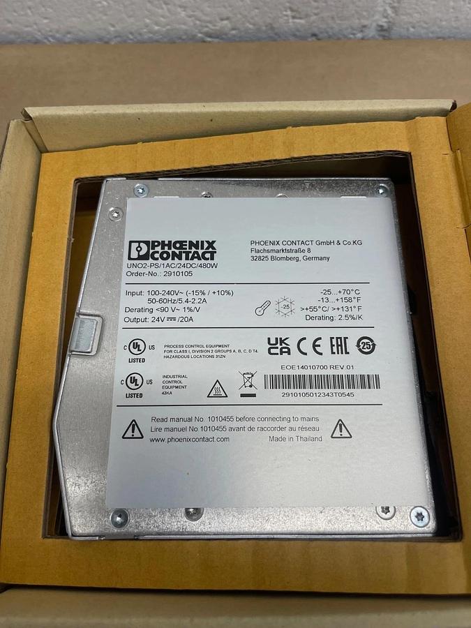 Phoenix Contact UNO2-PS/1AC/24DC/480W Power Supply Unit 29 10 10 6 *NEW*