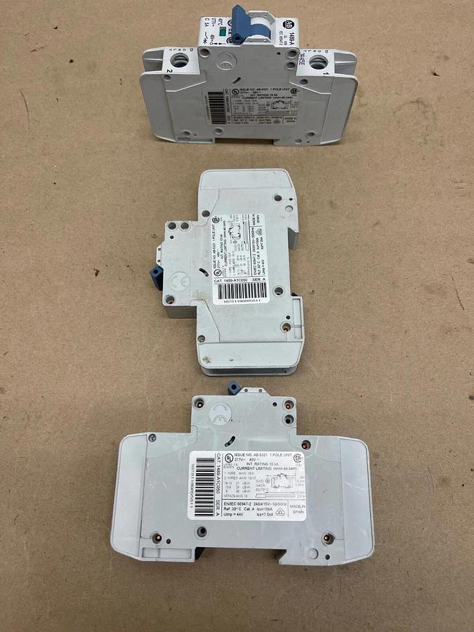 Used Allen-Bradley 1488-A1C050 Circuit Breaker, Ser A, 1 Pole Unit, 5A - Lot of 3