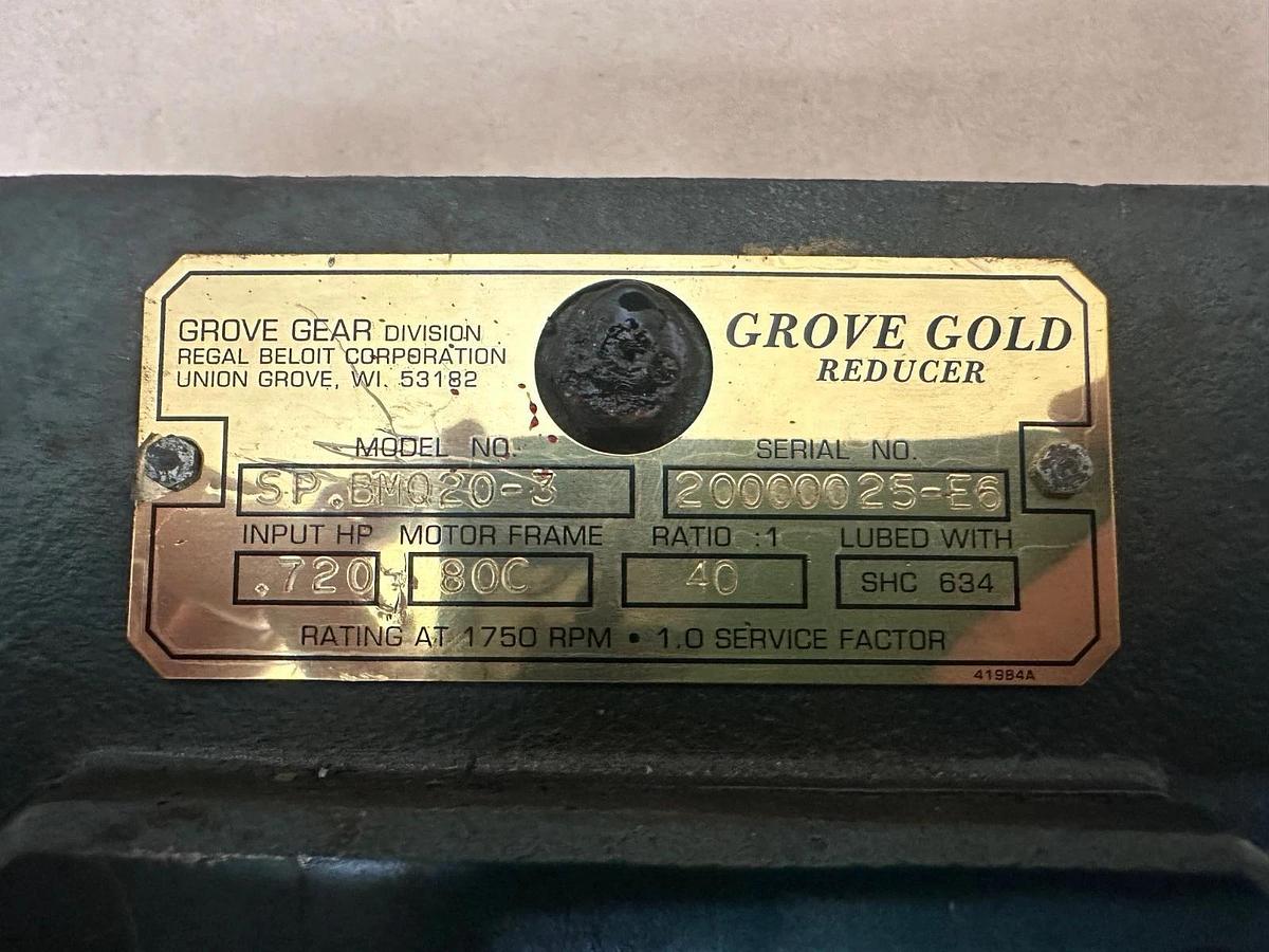 Used Grove Gold SP BM020-3 Gear Reducer, Ratio 40:1