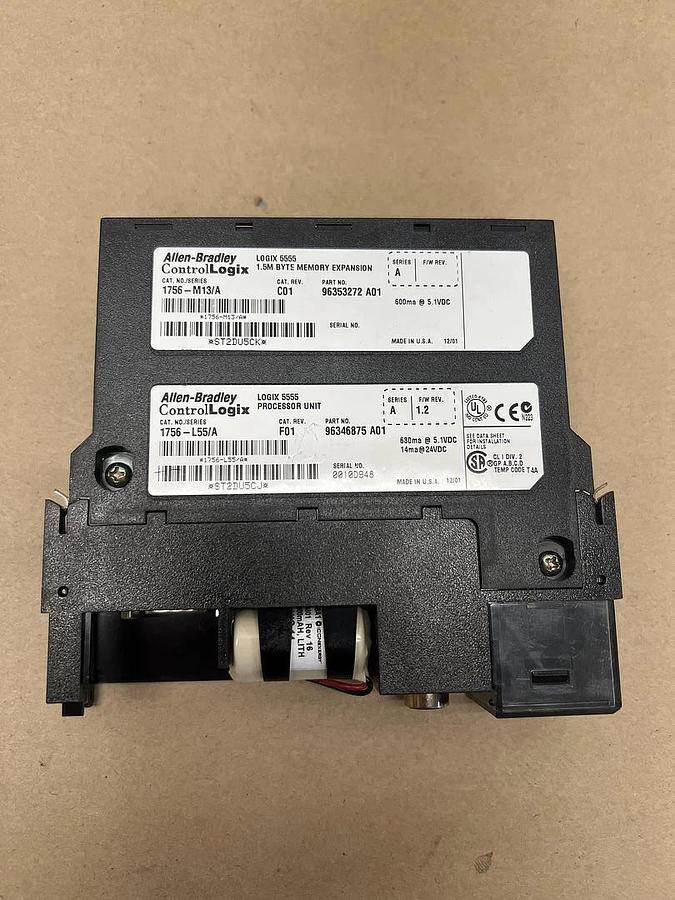 Used Allen Bradley 1756-M13/A, 1756-L55/A ControlLogix Processor Unit F/W REV. 1.2