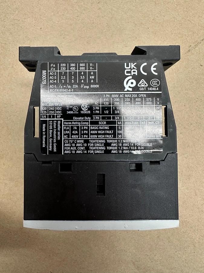 Used Eaton XTCE007B01 3-Phase IEC Contactor