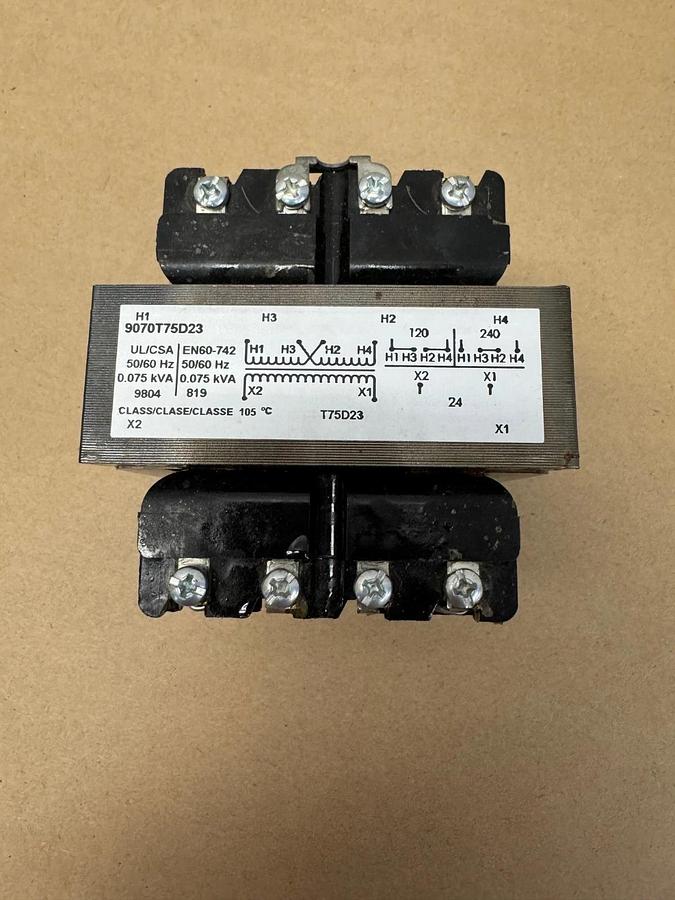 Used Square D 8070T75D23 0.075 kVA Transformer EN60-742