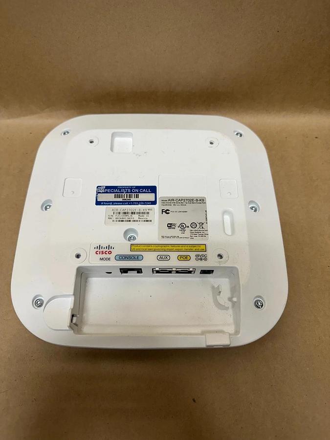 Used Cisco AIR-CAP2702E-B-K9 Wireless Access Point, No Power Cable