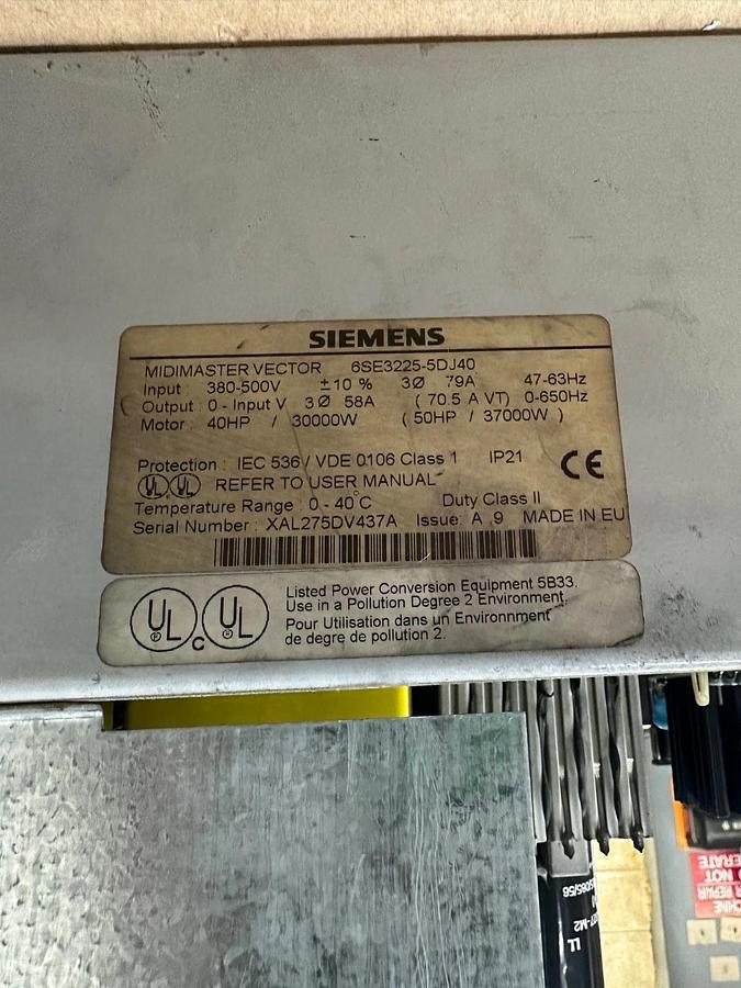 Used Siemens 6SE3225-5DJ4D Midimaster Vector, 380-500V, No Plastic Cover