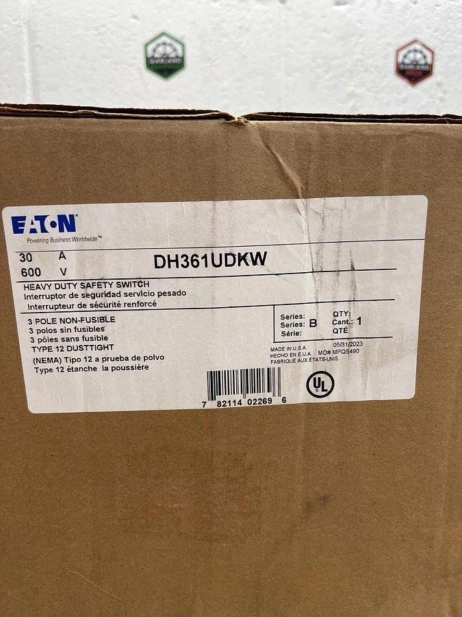 Eaton DH361UDKW 30A, 600V, Heavy Duty Safety Switch