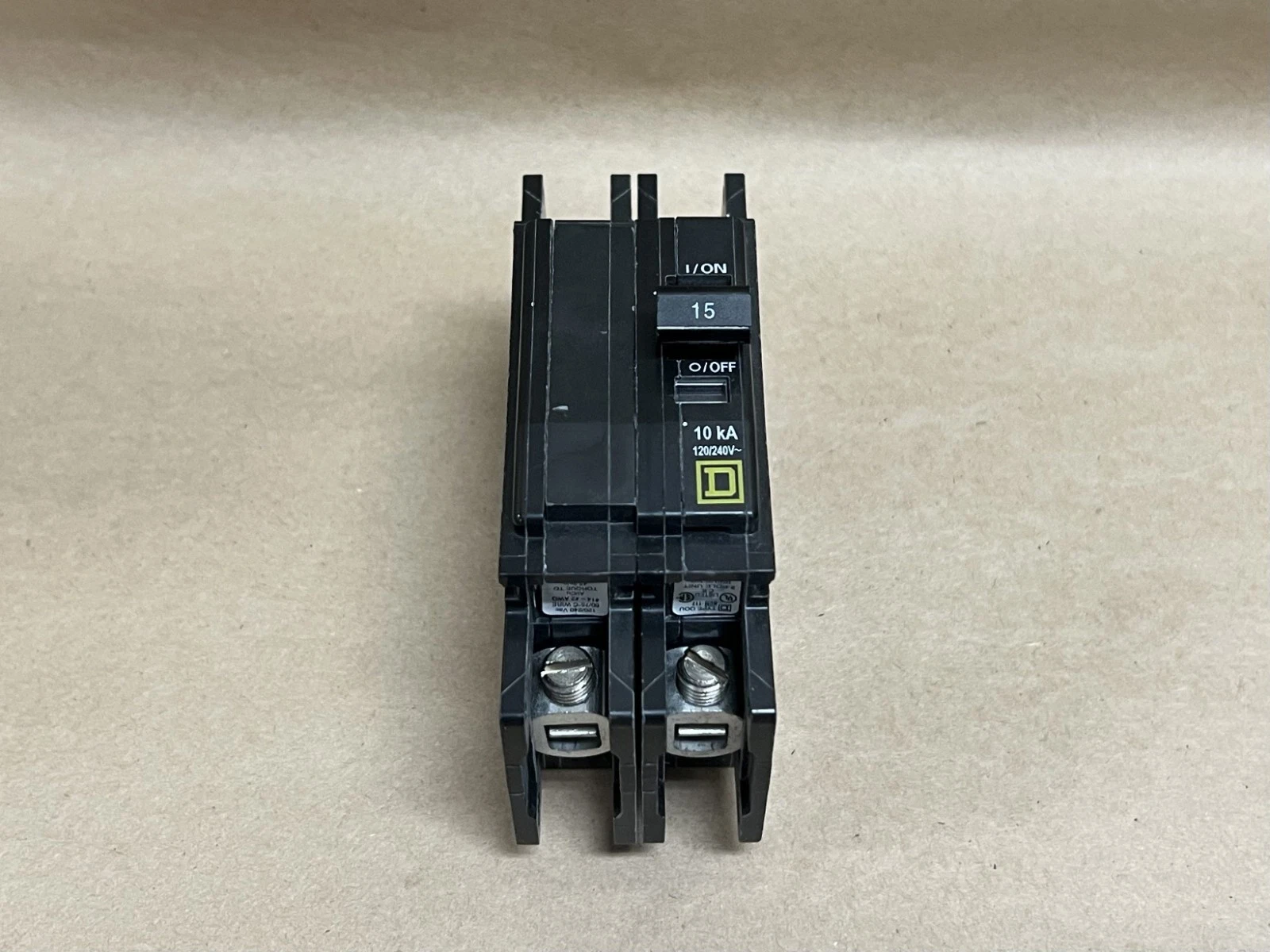 Used Square D QOU215 15A, 10 kA, 2P Circuit Breaker