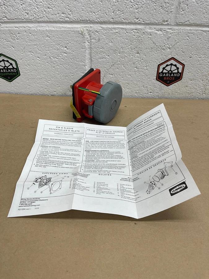 Used Hubbell HBL430R7W Pin & Sleeve Receptacle, 30A, 480VAC, 3 Phase