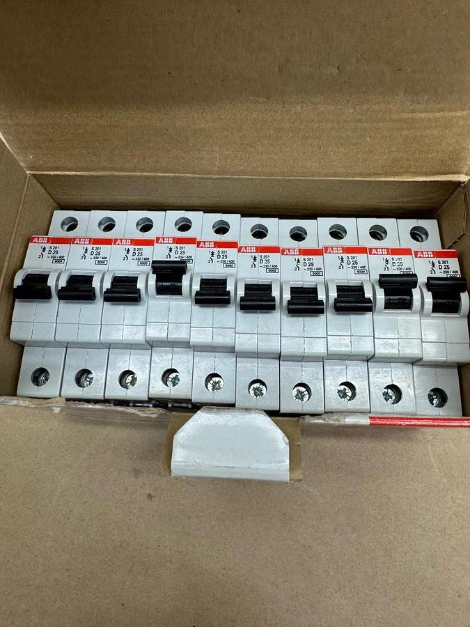 Used ABB S201-D25 Single Pole Circuit Breaker, Qty 10 *NEW*