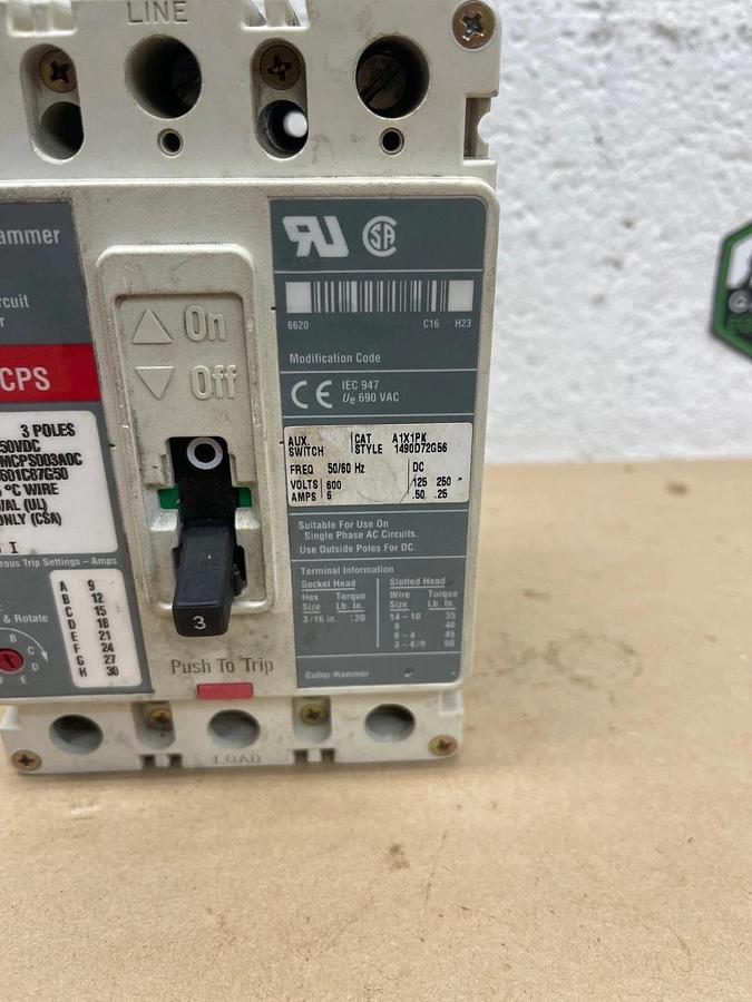 Used Cutler-Hammer HMCPS003A0C Motor Circuit Protector Ser C 3A 3 Poles 600VAC-250VDC