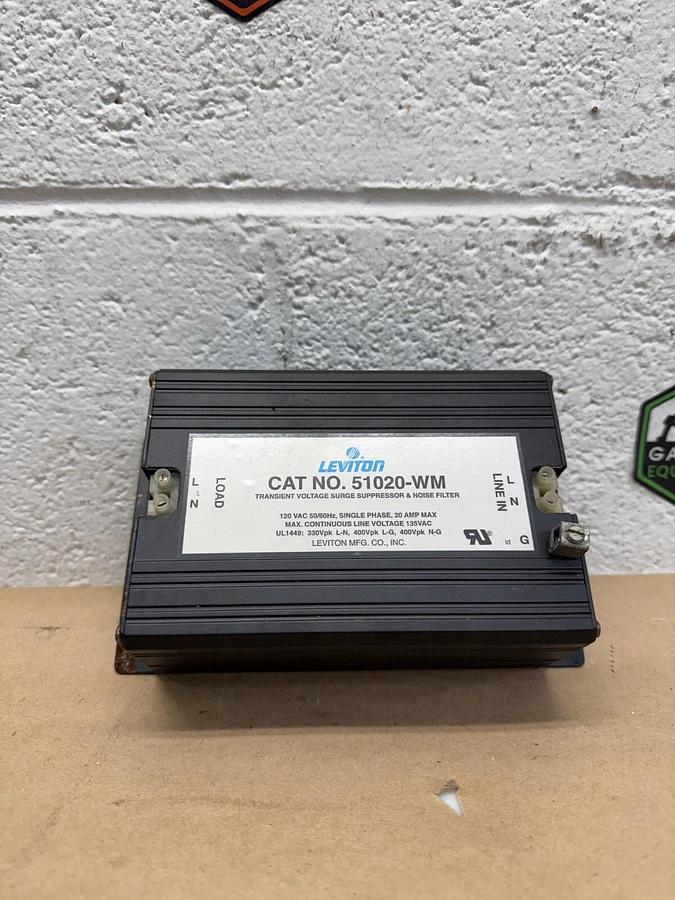Used Leviton 51020-WM Transient Voltage Surge Suppressor & Noise Filter, 120VAC 20A