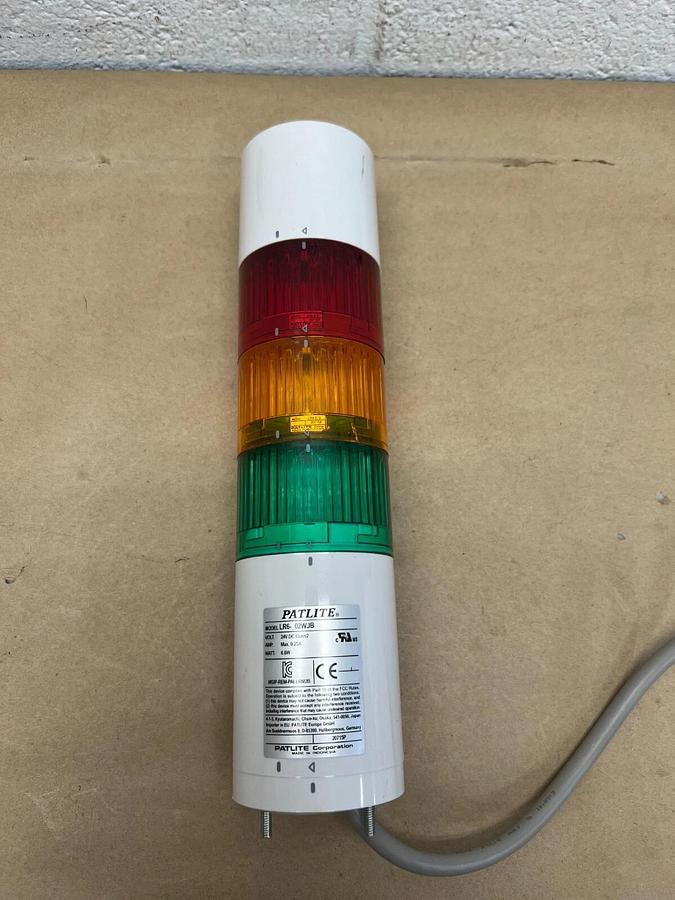 Used Patlite LR6-02WJB 24 VDC LED Tower Light (Green, Yellow, Red)