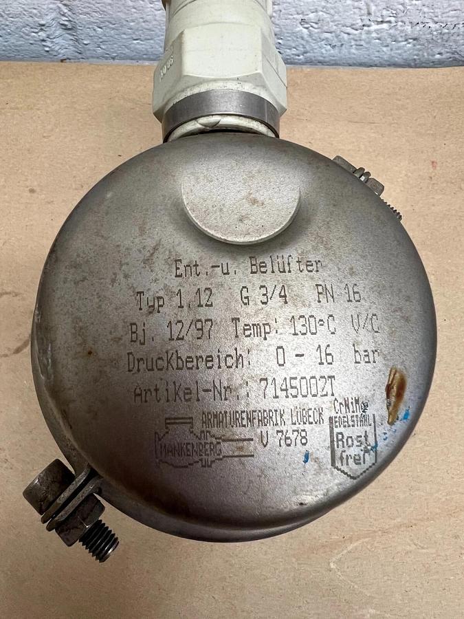 Used Ent-u. Belüfter Type 1.12 G 3/4, PN16 Valve, Temp: 130 C, 0-16 bar