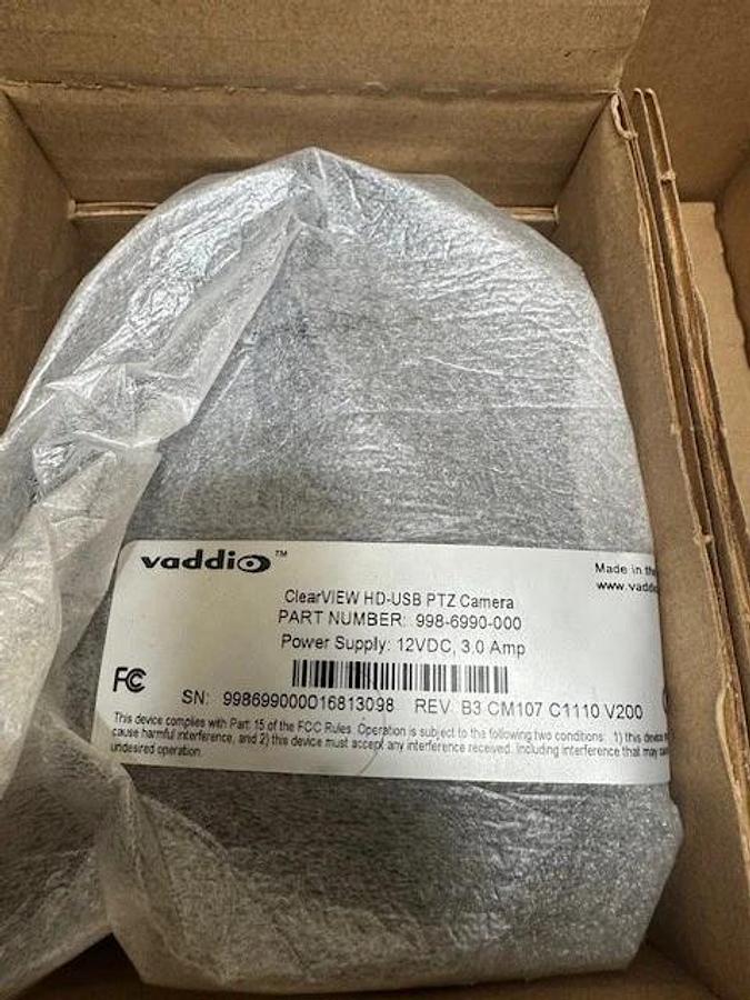 Used Vaddio 999-6990-000 ClearView HD-USB PTZ Conference Camera (Full Set)