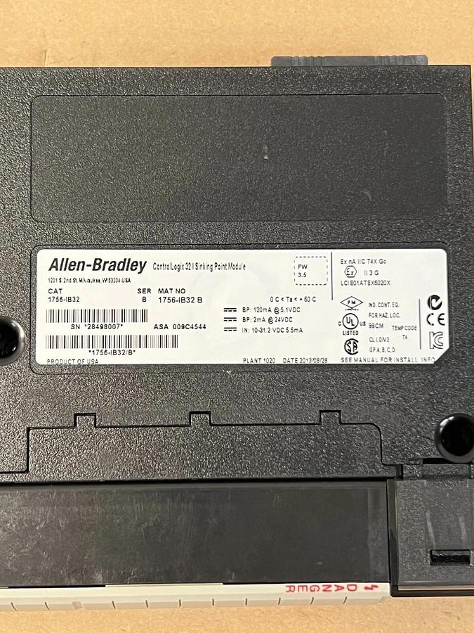 Used Allen Bradley 1756-IB32 Ser B ControlLogix 32 FW 3.5 Sinking Point Module