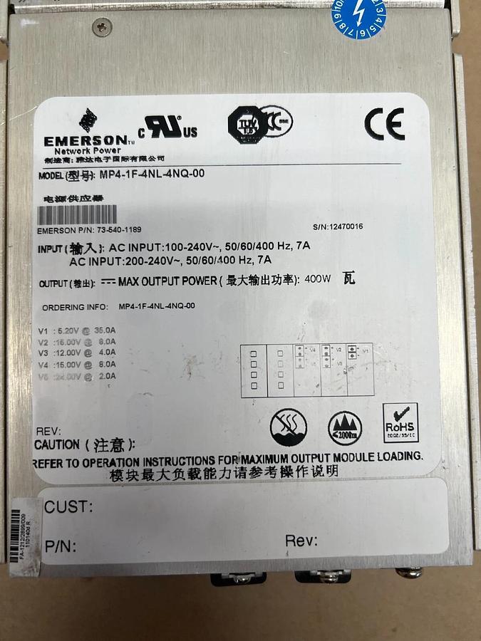 Used Emerson MP4-1F-4NL-4NQ-00 MVP Series Internal Fuse