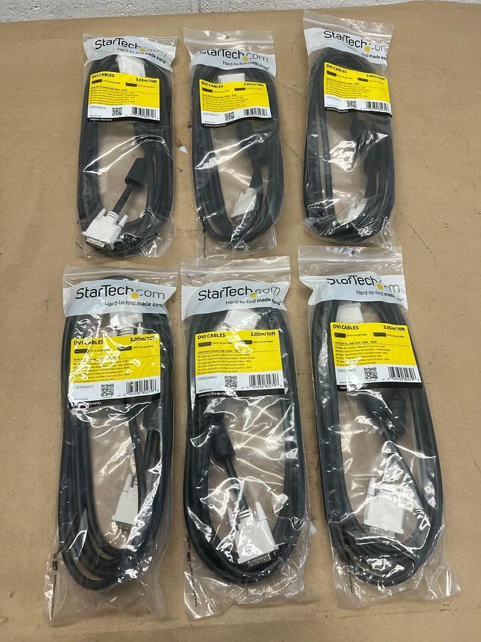 Used StarTech DVIDDMM10 3.05m/10ft DVI-D Dual Link Cable - Lot of 6