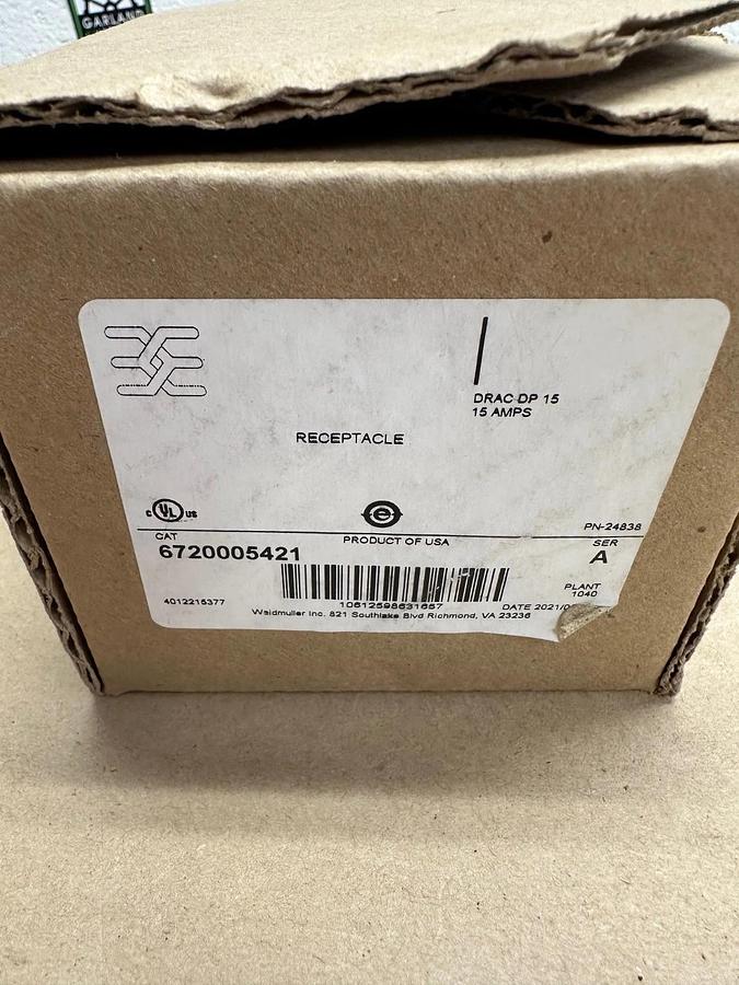 Weidmuller 6720005421 Receptacle 15A *NEW*
