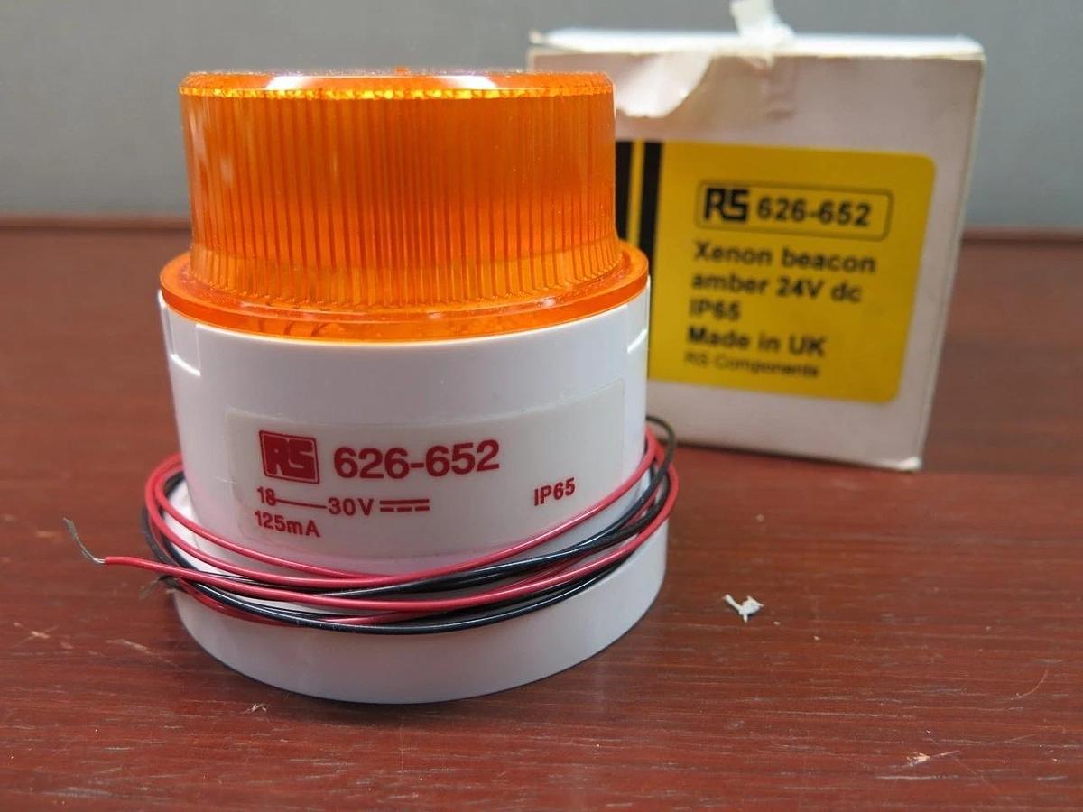 New - open box RS Components Xenon Beacon Amber 24V dc IP65 626-652 NIB