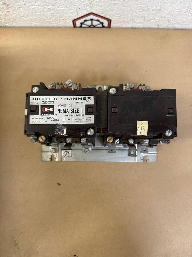 Used Cutler-Hammer C50CN3, Reversing Contactor, Series A1, NEMA Size 1, 27A