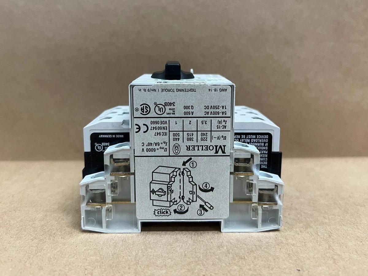 Used Moeller PKZM0-6.3 3P Motor Circuit Breaker w/ Auxiliary Contact - Lot of 5